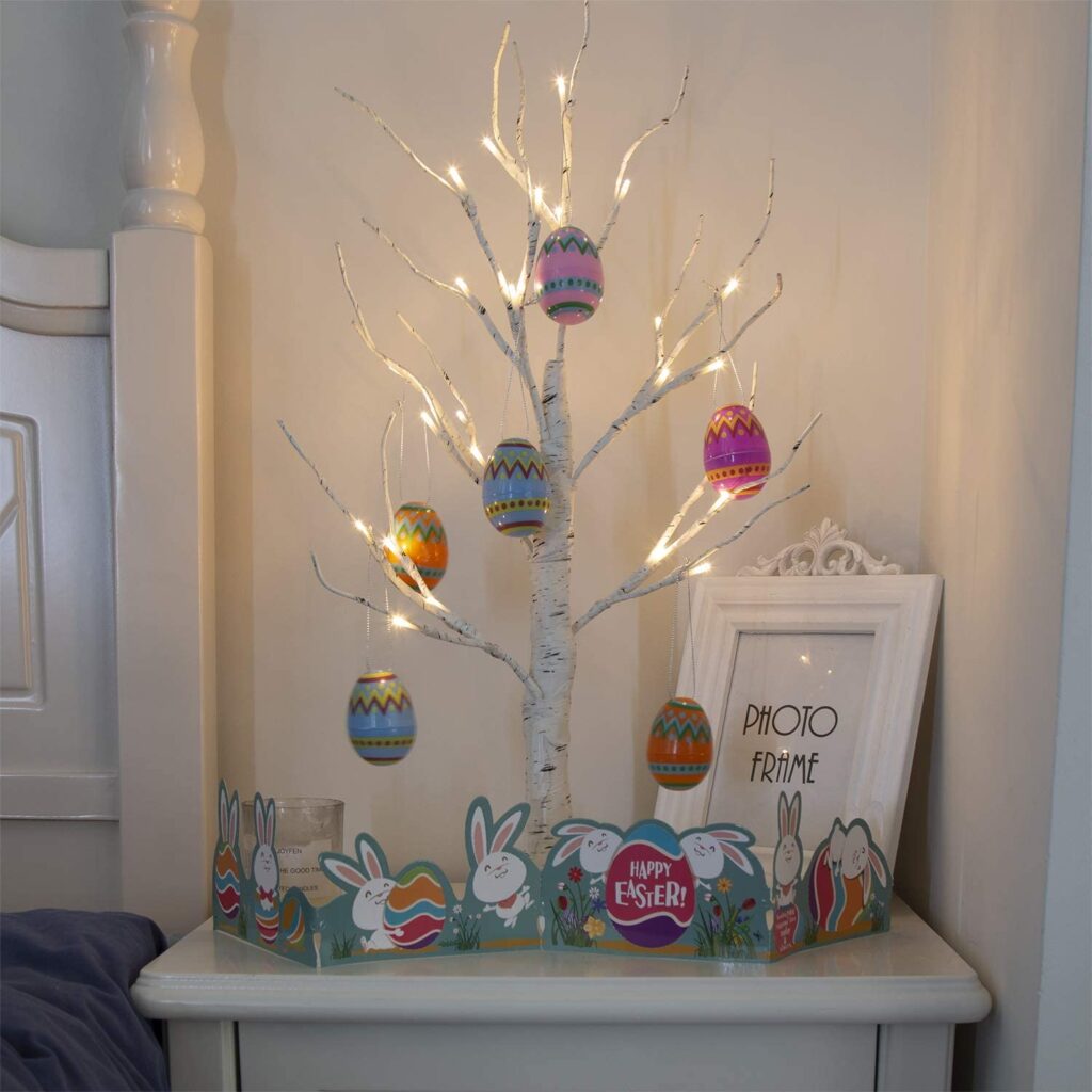 Easter Lighted Birch Tree Ornaments 