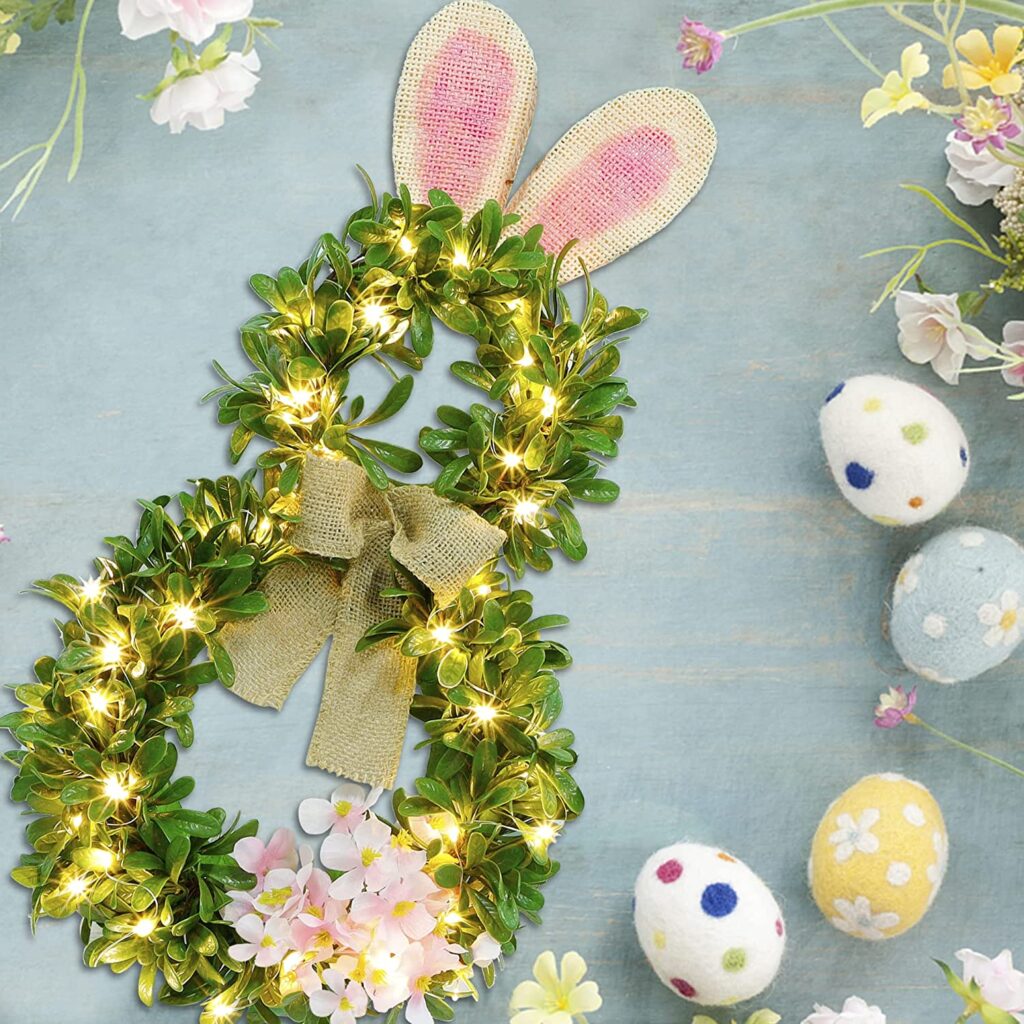 Lighted Easter Bunny Wreaths 