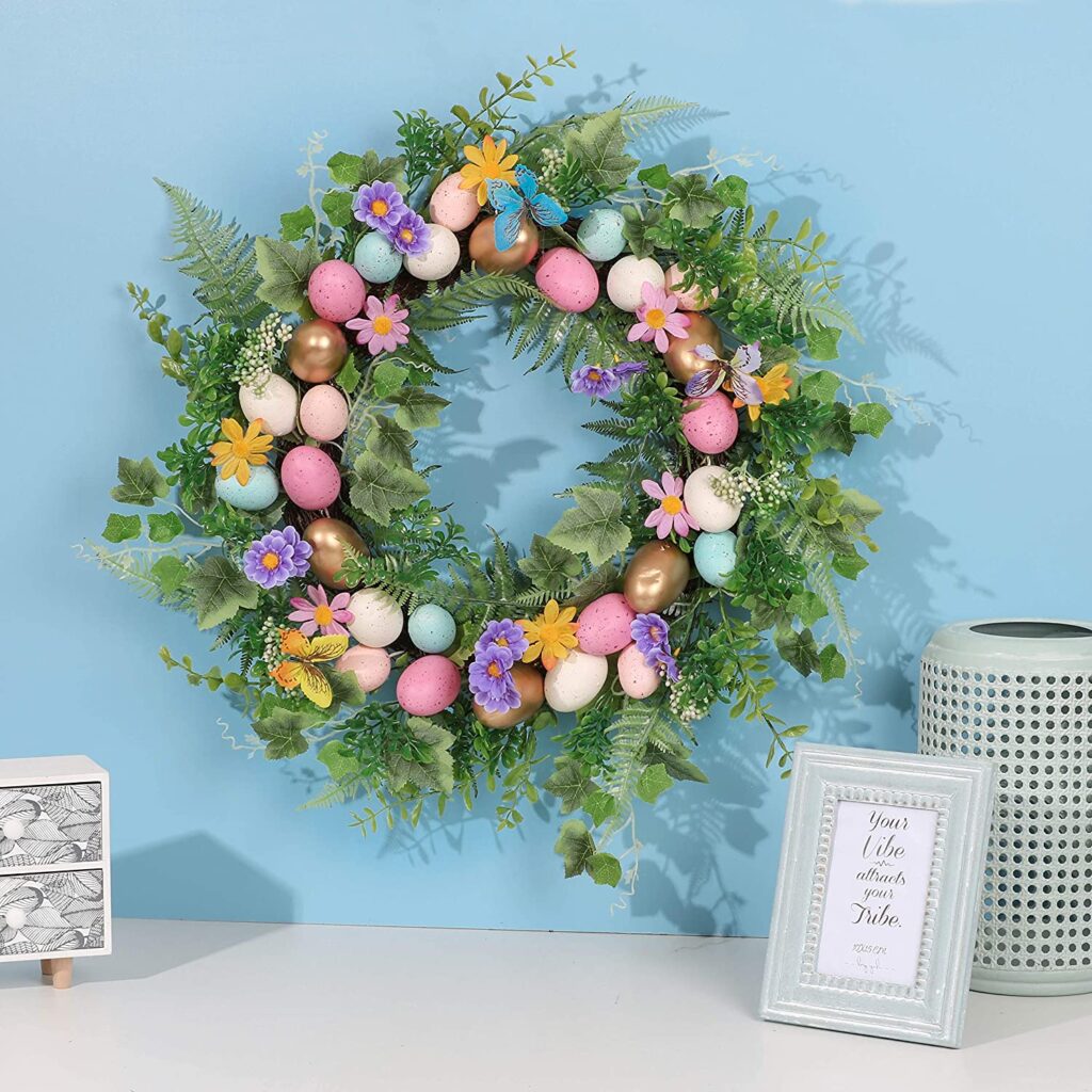 Adorable Wreath with Colorful Eggs