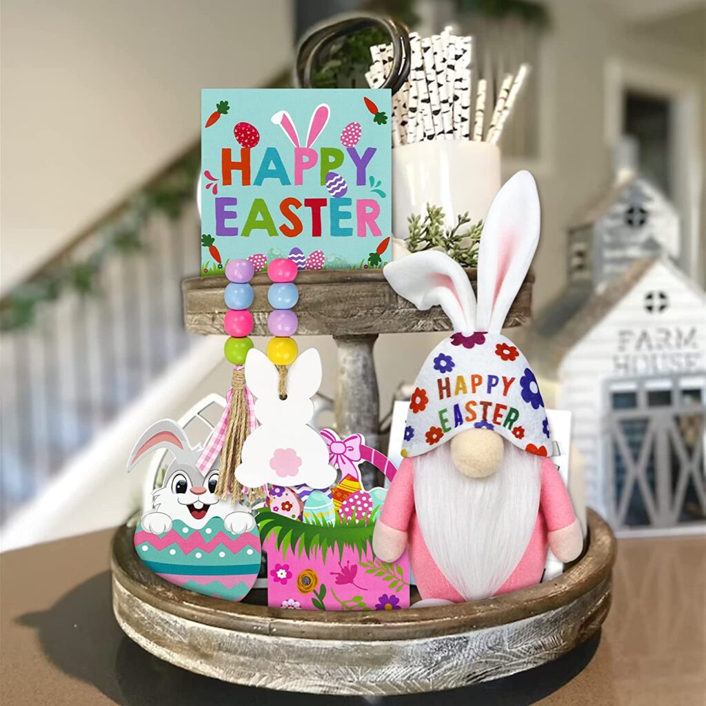 Easter Gnome Tiered Tray