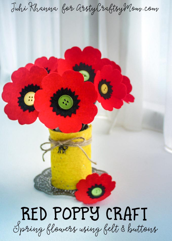 Red-Poppy-Flower-Craft-using-felt-button-7