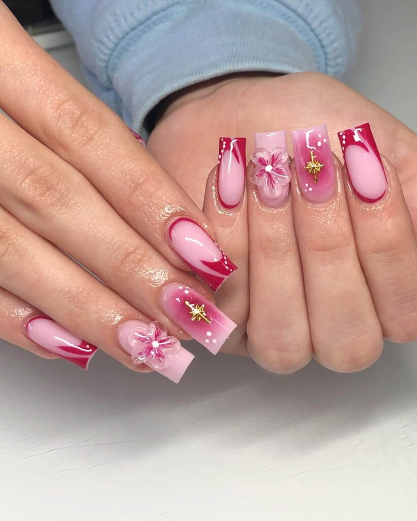 Flower nails with delicate daisy designs, perfect for a fresh spring manicure